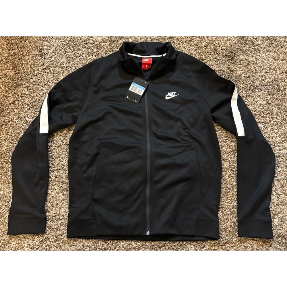 Nike Tribute Jacket Black White Full Zip Track Jacket 861648-010 Mens Medium